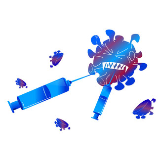 蓝色手绘卡通新冠病毒元素GIF细菌元素